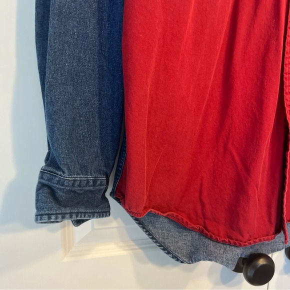 Vintage Tommy Hilfiger Mens Large Long Sleeve Denim Button Up Shirt Pockets - Picture 2 of 9